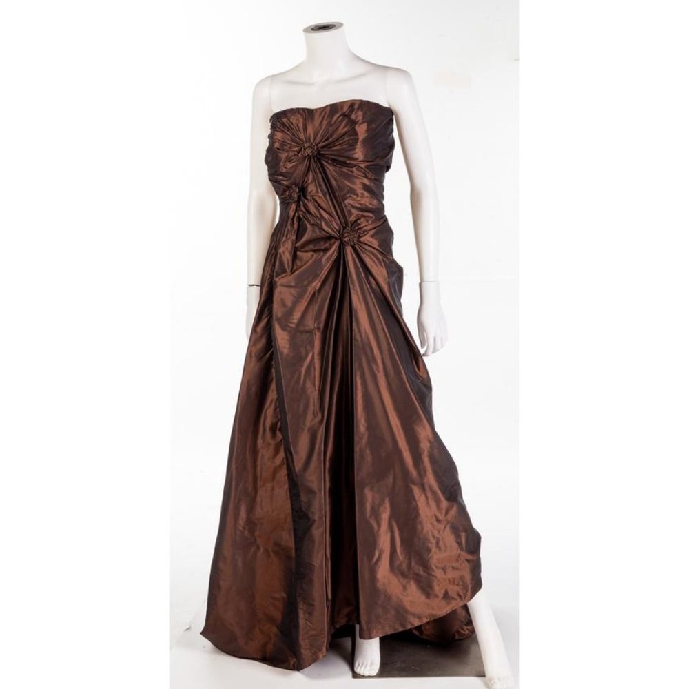 Pamela Dennis Brown Strapless Maxi Dress